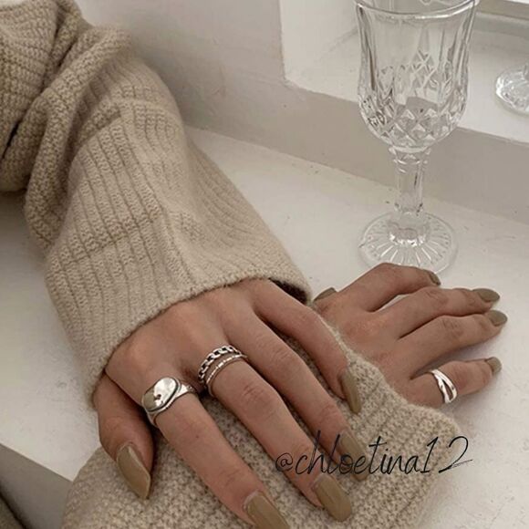 ✨Chloetina Two 925 Sterling Silver Open Adjustable Ring Set - Picture 8 of 9